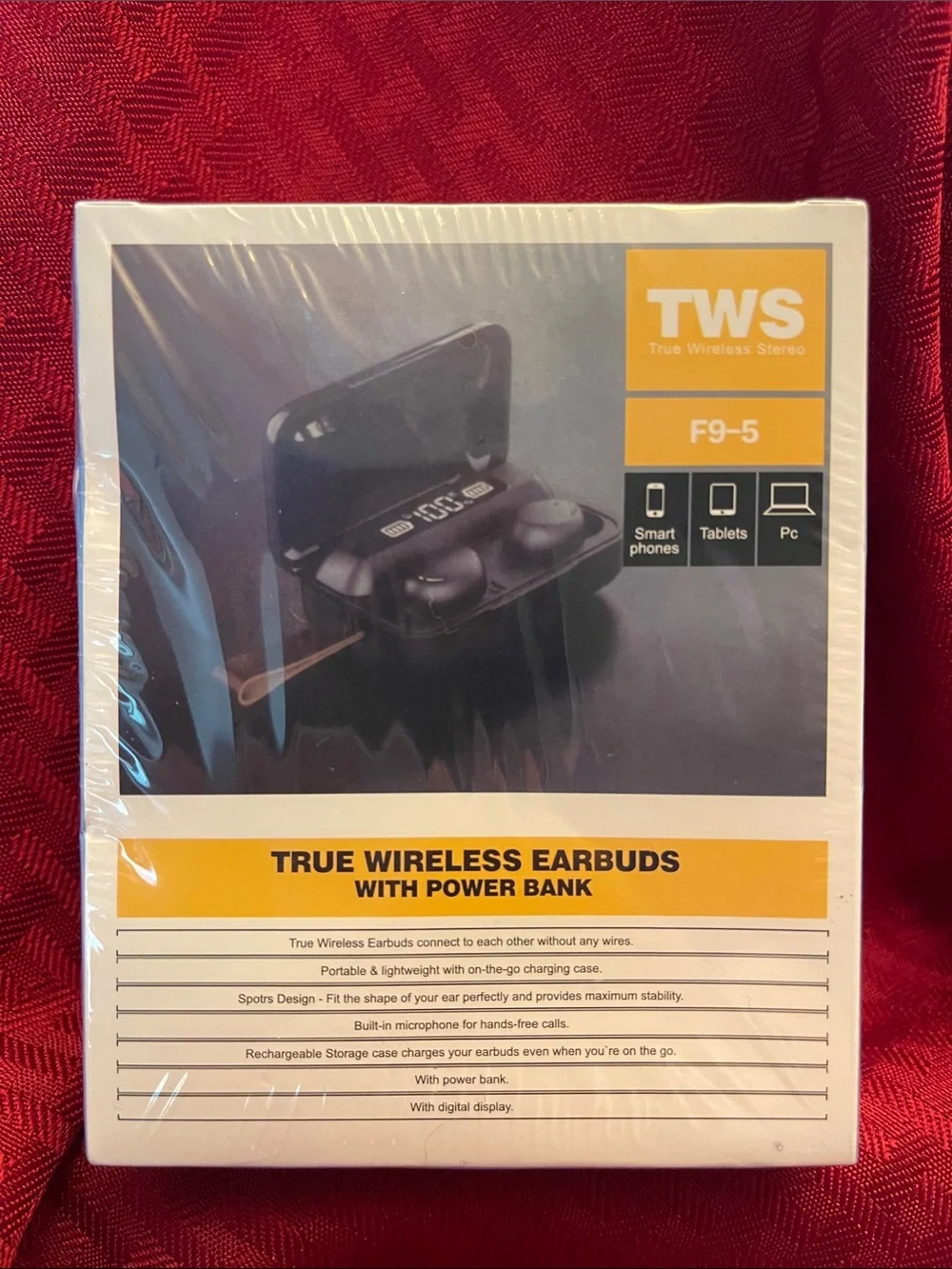 TWS F9-5 True Wireless Earbuds with Power Bank - Black